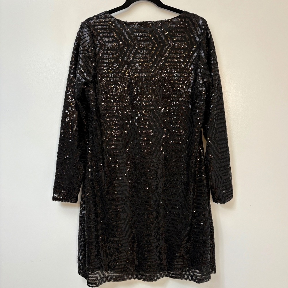 NWT‎ City Chic Bright Lights Sequin Dress XS/14 Black Long Sleeve - Picture 4 of 7